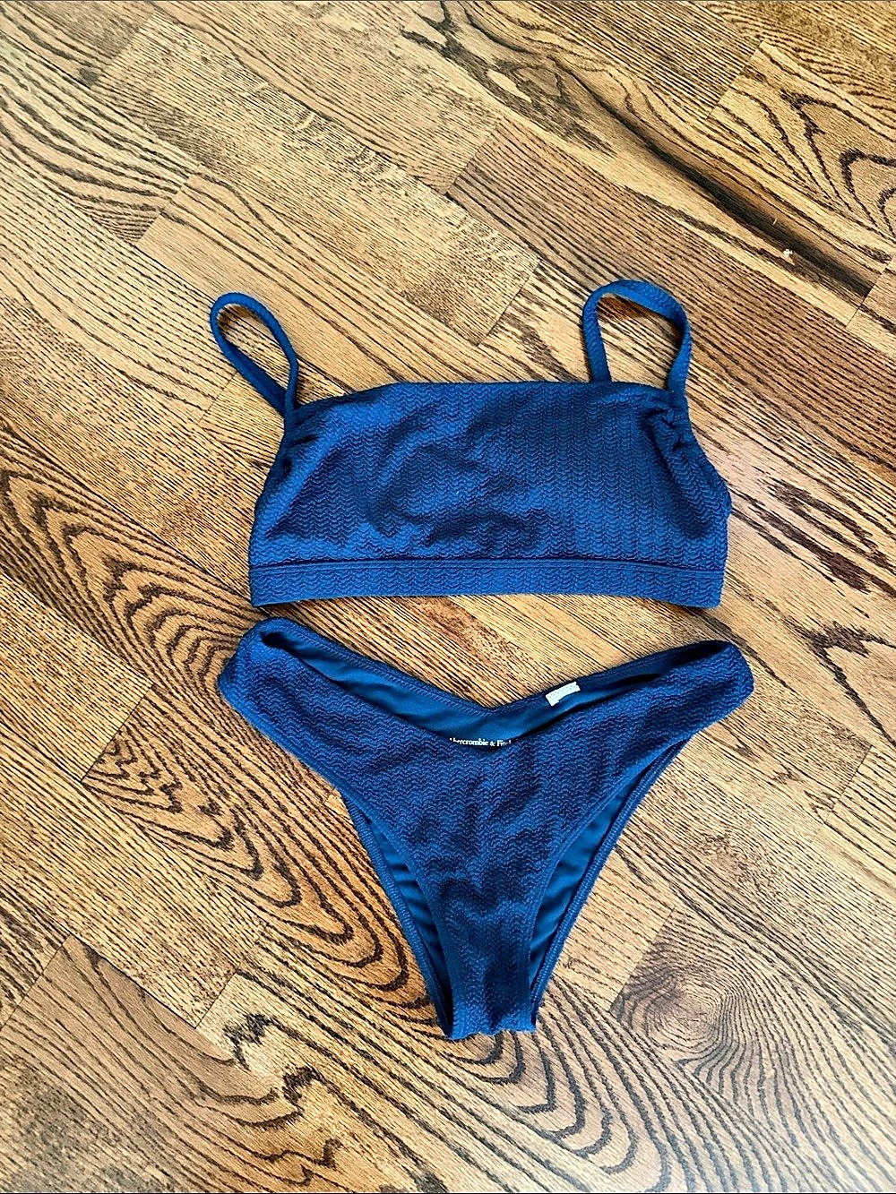 Abercrombie & Fitch Curve Love Textured Bikini Set Blue Small Like New